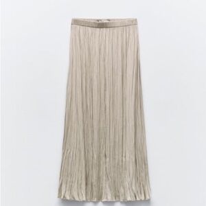 Zara satin effect pleated midi skirt